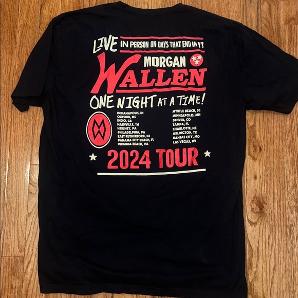 Morgan Wallen “One Night At A Time” 2024 Black T Shirt Men’s Size 2XL - Picture 4 of 5
